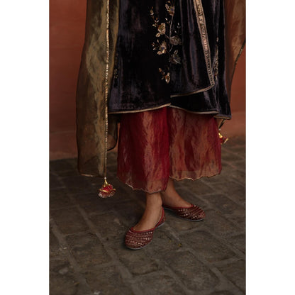 Begum Pret Purple Maghai Kurta with Pant and Dupatta (Set of 3)