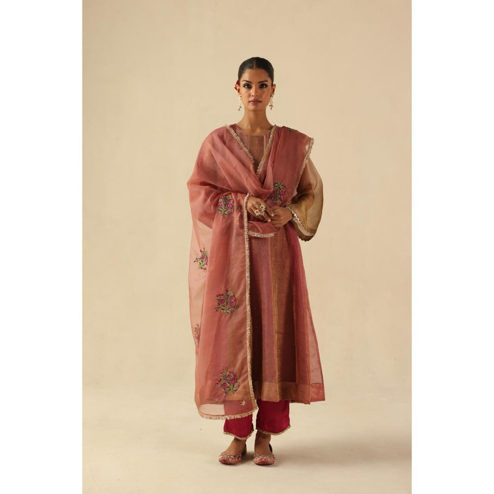 Begum Pret Pink Rimjhim Anarkali with Pant and Dupatta