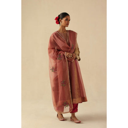 Begum Pret Pink Rimjhim Anarkali with Pant and Dupatta