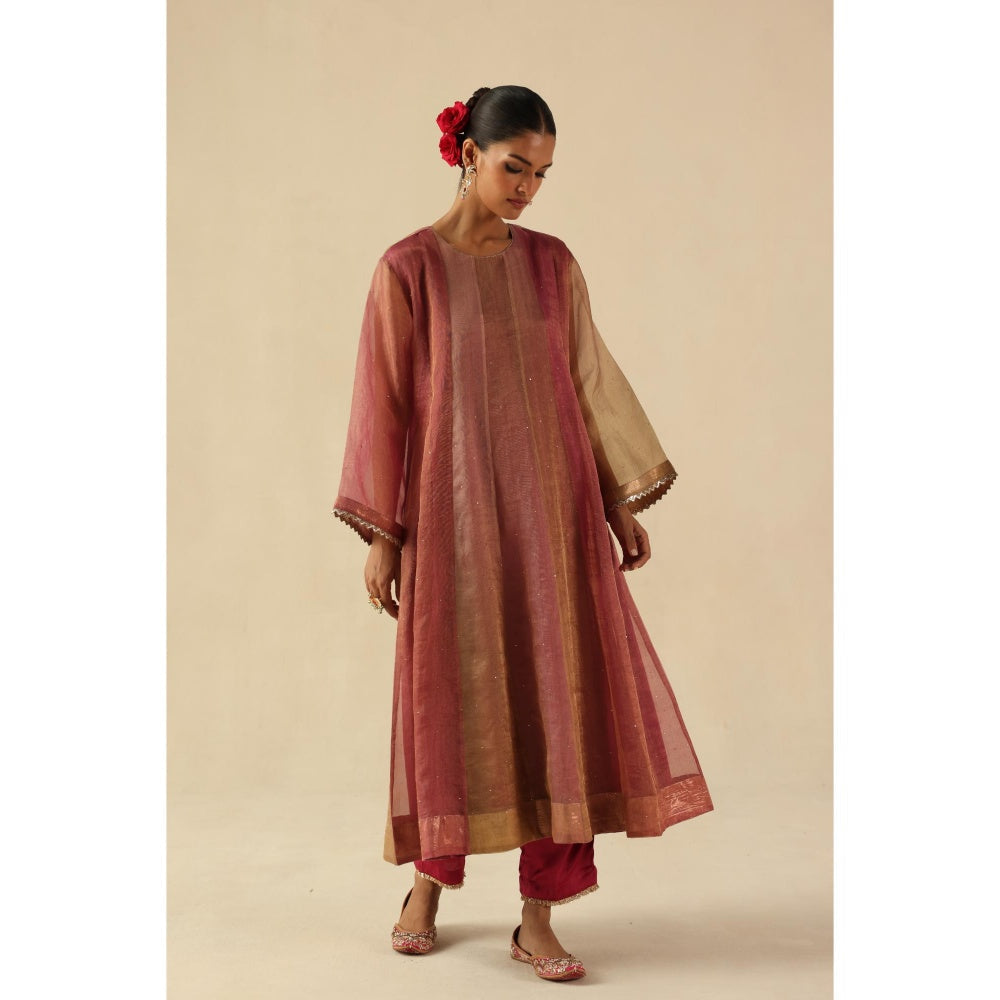 Begum Pret Pink Rimjhim Anarkali with Pant and Dupatta