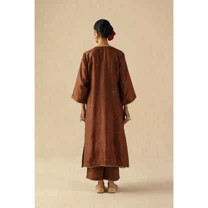 Begum Pret Brown Kohinoor Kurta with Pant and Dupatta
