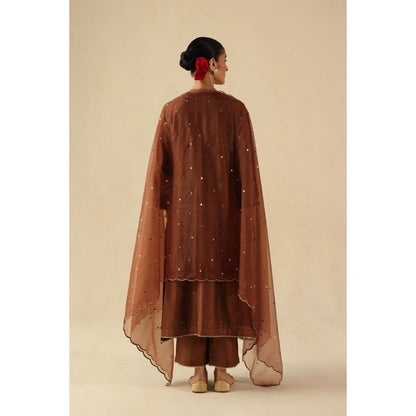Begum Pret Brown Kohinoor Kurta with Pant and Dupatta