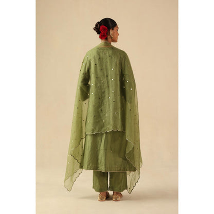 Begum Pret Green Kohinoor Kurta with Pant and Dupatta