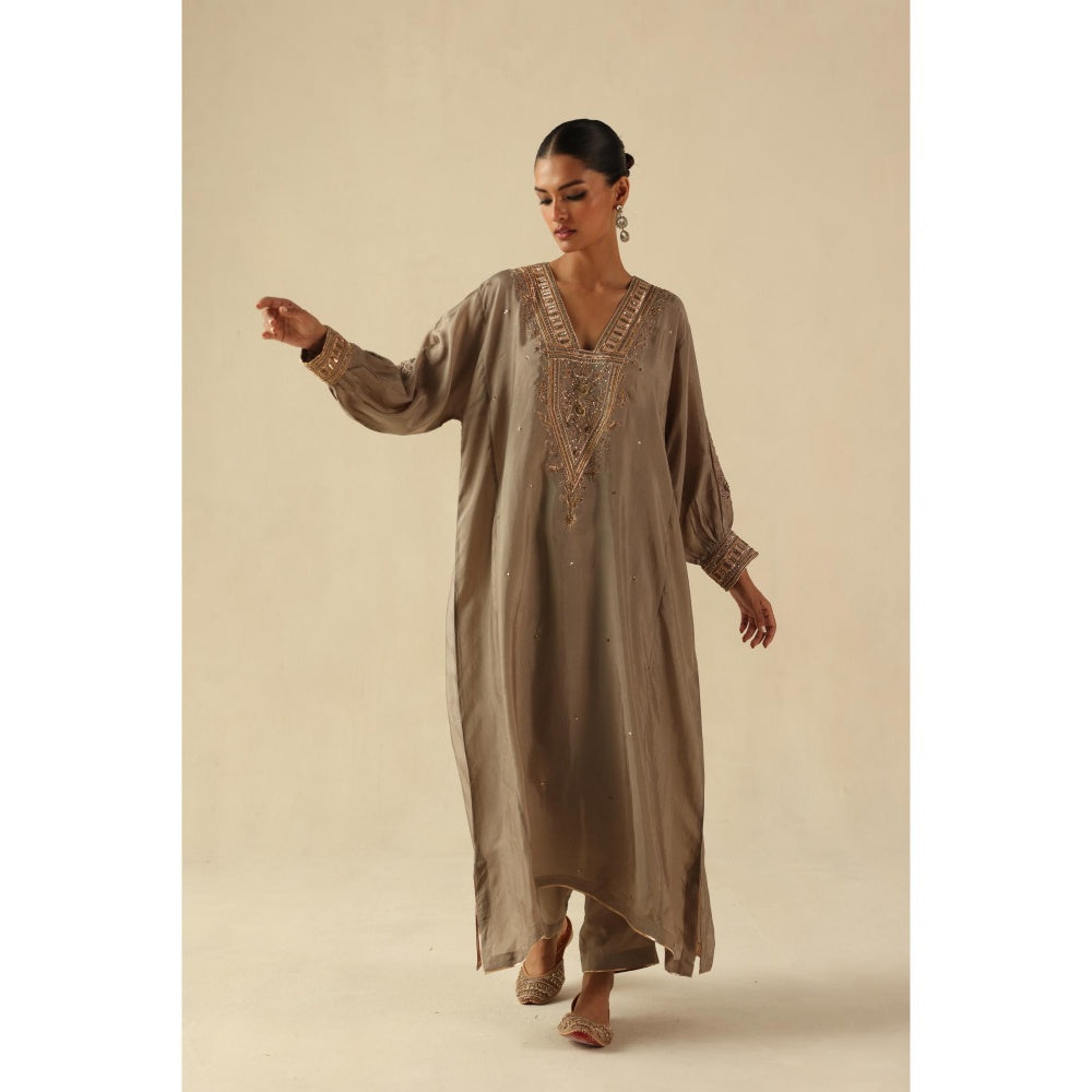 Begum Pret Grey Saaz Phiran Kurta with Pant