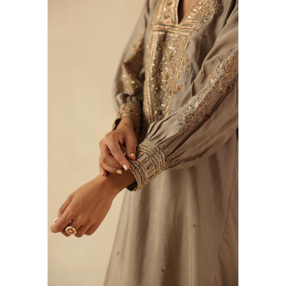 Begum Pret Grey Saaz Phiran Kurta with Pant