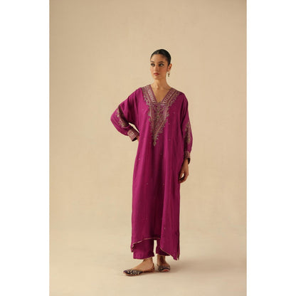 Begum Pret Magenta Saaz Phiran Kurta with Pant