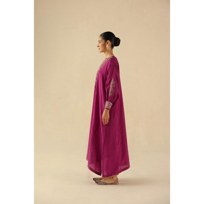 Begum Pret Magenta Saaz Phiran Kurta with Pant