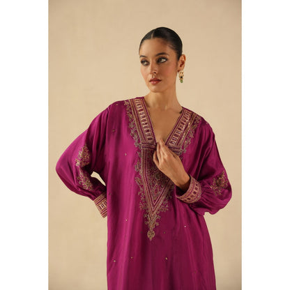 Begum Pret Magenta Saaz Phiran Kurta with Pant