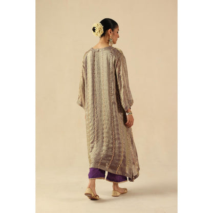 Begum Pret Purple Jhoomer Kurta with Pant and Dupatta