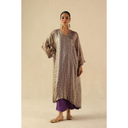 Begum Pret Purple Jhoomer Kurta with Pant and Dupatta