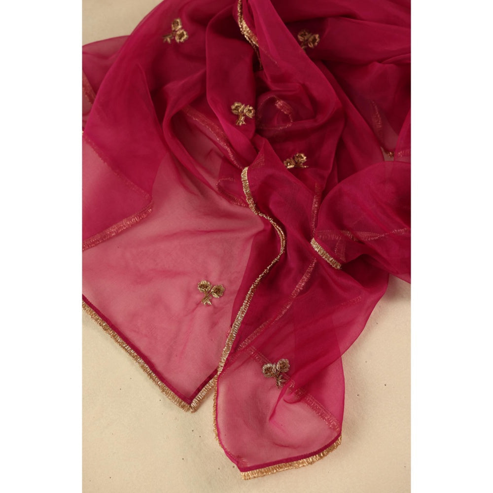 Begum Pret Rust Jhoomer Kurta with Pant and Dupatta