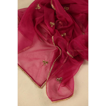 Begum Pret Rust Jhoomer Kurta with Pant and Dupatta