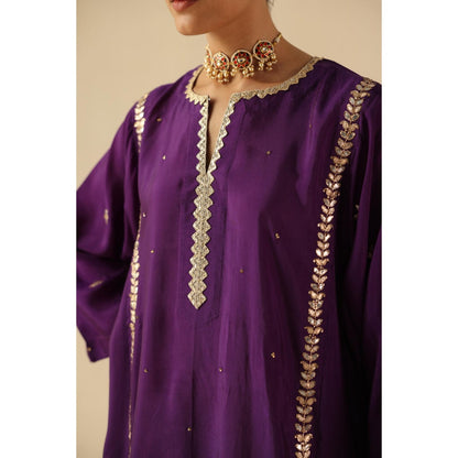 Begum Pret Purple Arzoo Short Kurta with Pant and Dupatta