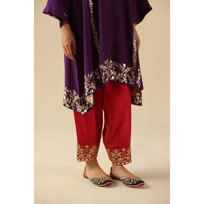 Begum Pret Purple Arzoo Short Kurta with Pant and Dupatta