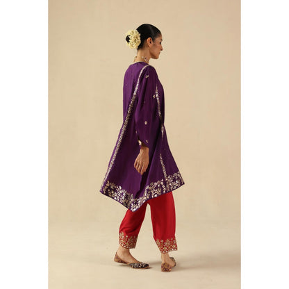 Begum Pret Purple Arzoo Short Kurta with Pant and Dupatta