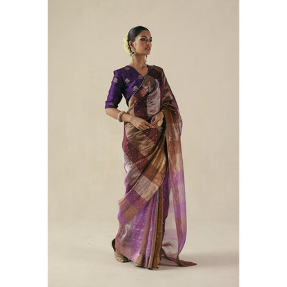 Begum Pret Purple Amber Saree with Stitched Blouse