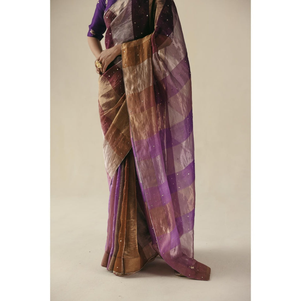 Begum Pret Purple Amber Saree with Stitched Blouse