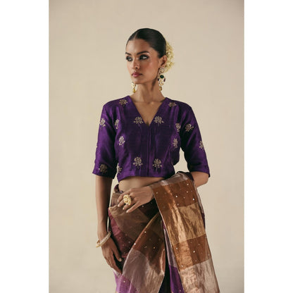 Begum Pret Purple Amber Saree with Stitched Blouse