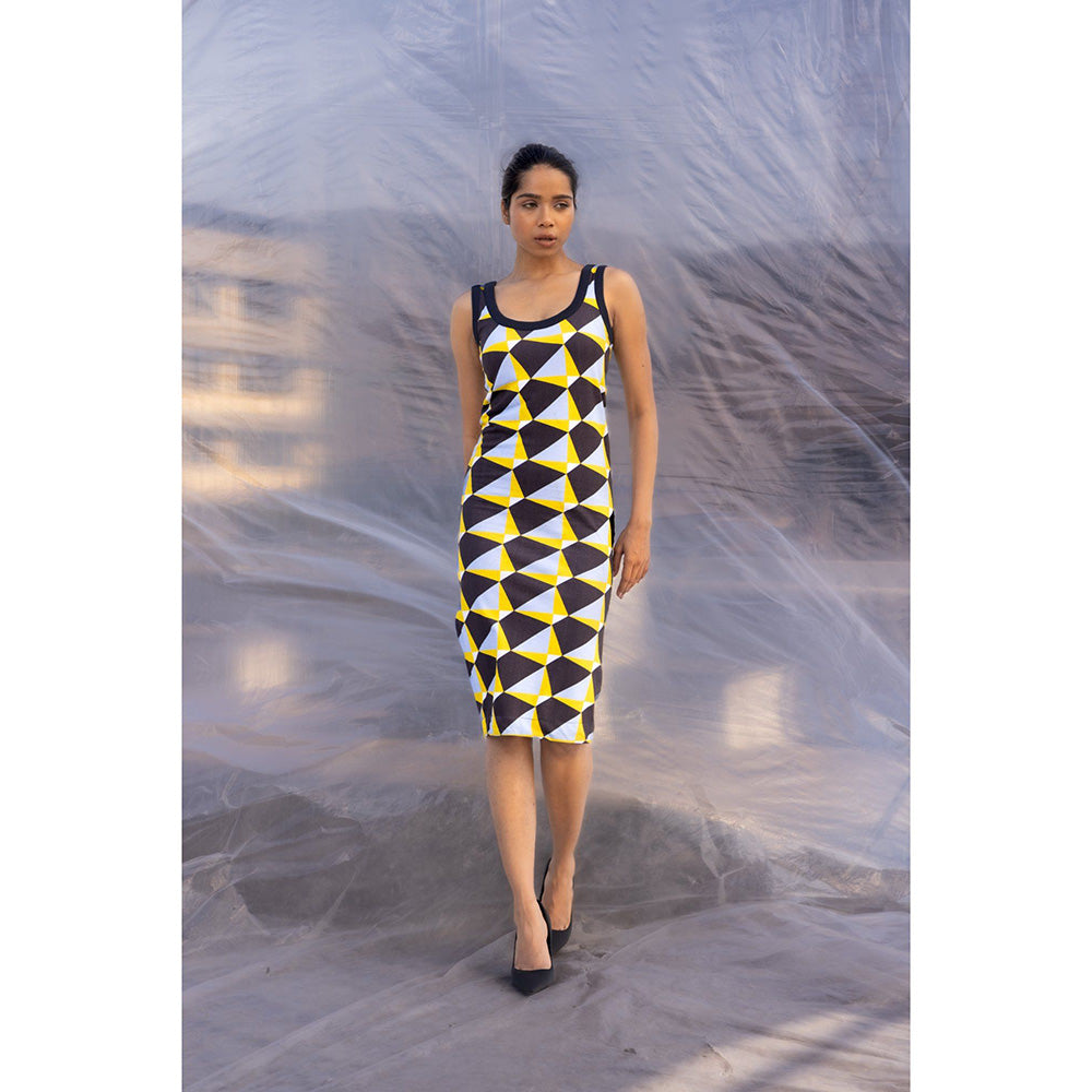 BENNCH Art Deco Jersey Knee Length Dress