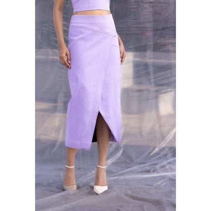 BENNCH Lilac Denim Midi Skirt