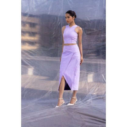 BENNCH Lilac Denim Midi Skirt