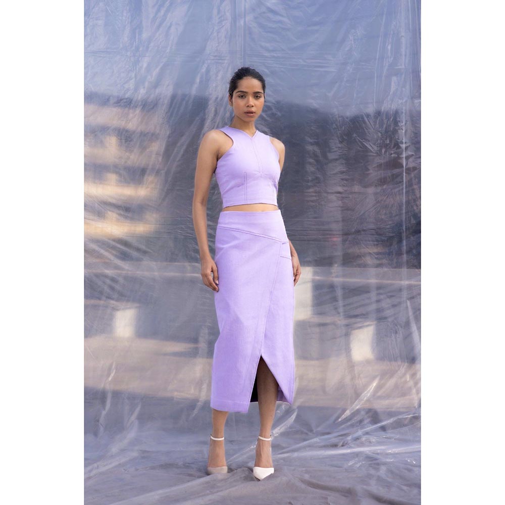 BENNCH Lilac Denim Midi Skirt
