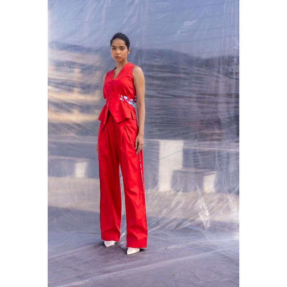 BENNCH Red Waist Coat & Pant (Set of 2)