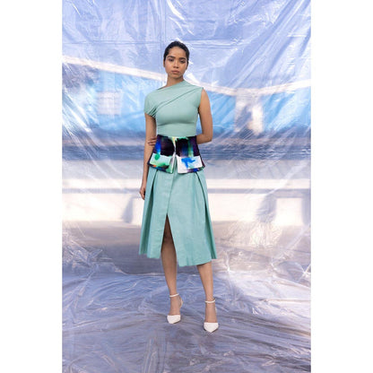 BENNCH Sheath Belted Top & Skirt (Set of 2)