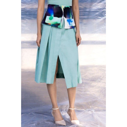 BENNCH Rain Belted Pleated Midi Skirt