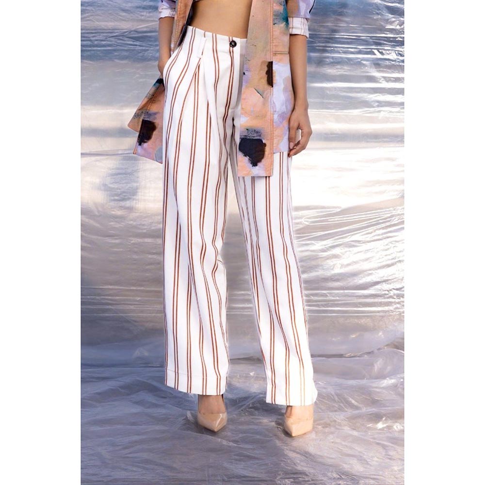 BENNCH Brown Stripes Pleated Pant