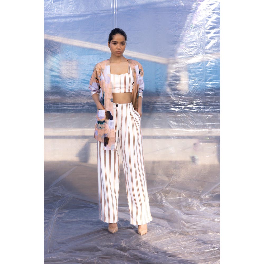 BENNCH Brown Stripes Pleated Pant