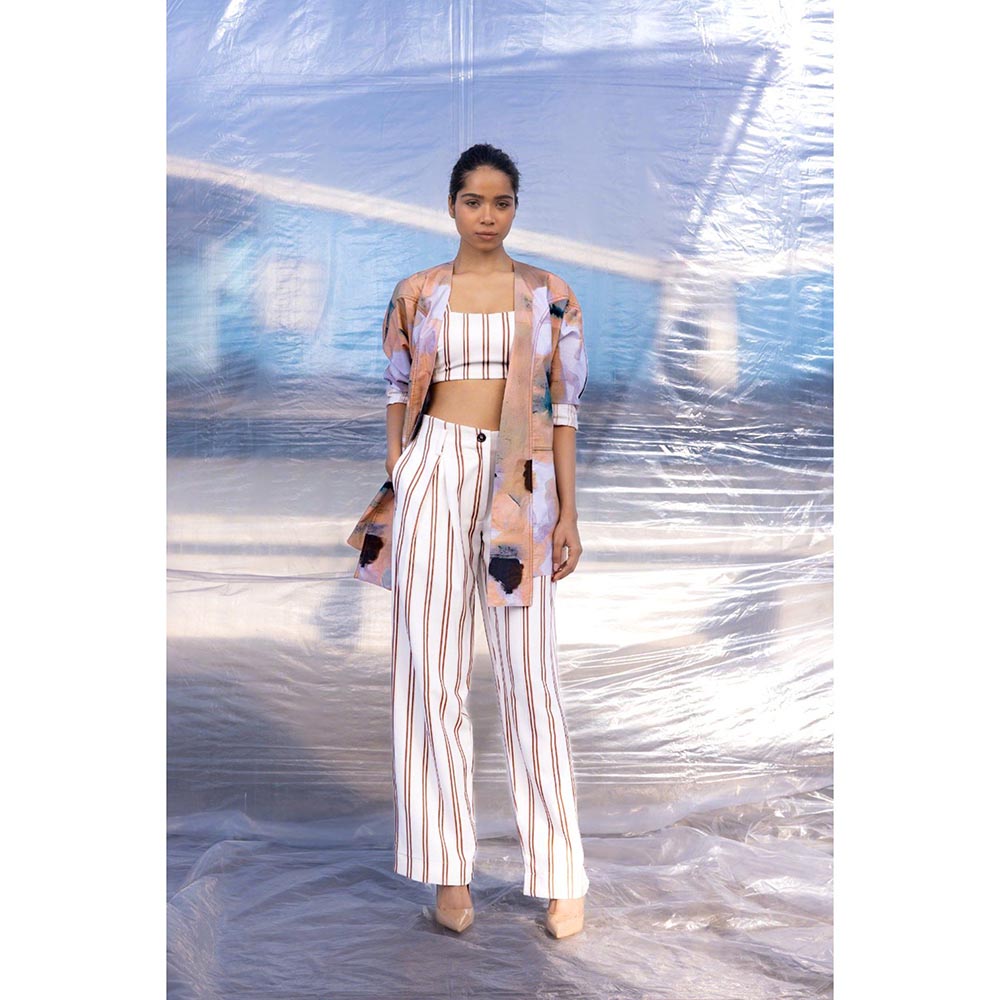 BENNCH Brown Stripes Pleated Pant