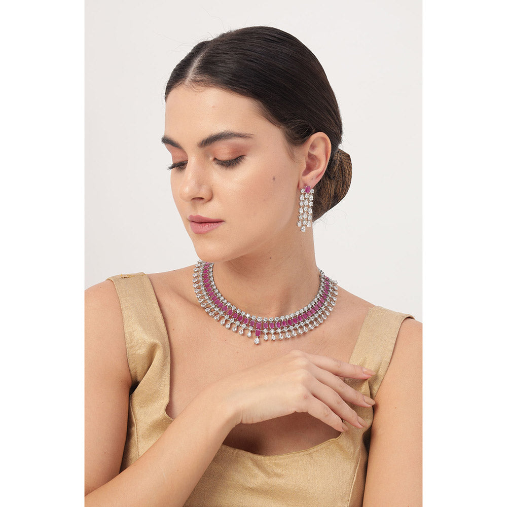 Beryachi Multi-Color Ruby and Zircon Necklace & Earrings Set