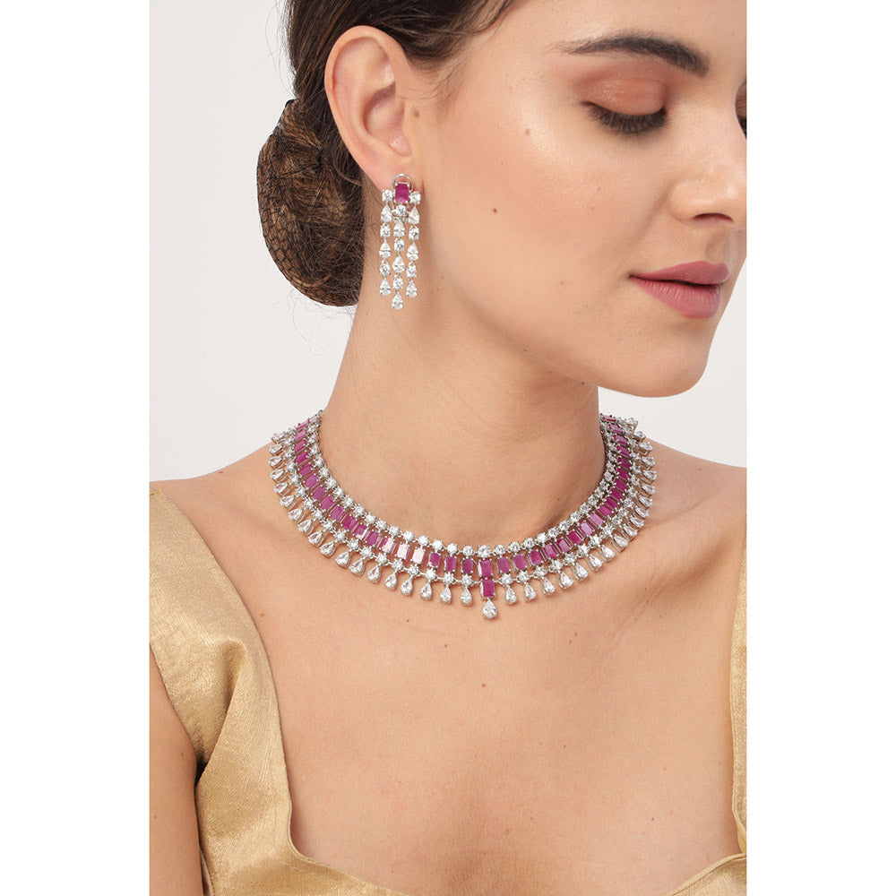 Beryachi Multi-Color Ruby and Zircon Necklace & Earrings Set