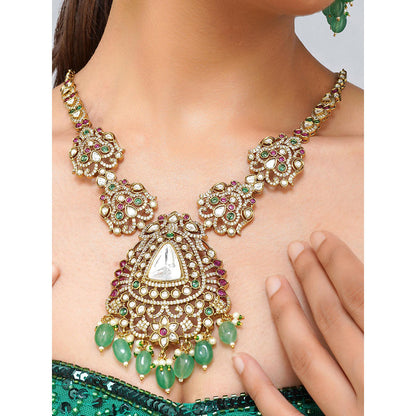 Beryachi Aanya Kundan Multi Necklace with Earrings