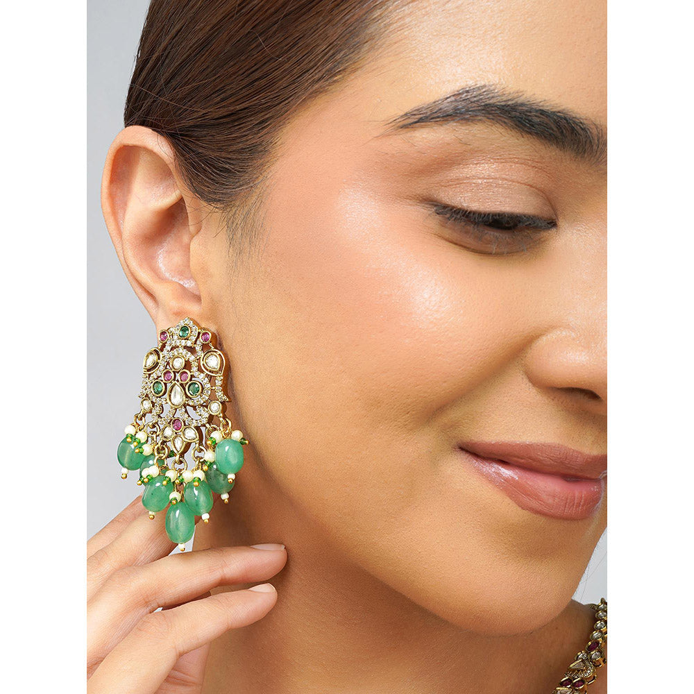 Beryachi Aanya Kundan Multi Necklace with Earrings