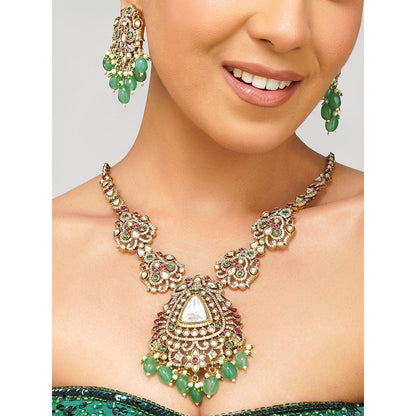 Beryachi Aanya Kundan Multi Necklace with Earrings