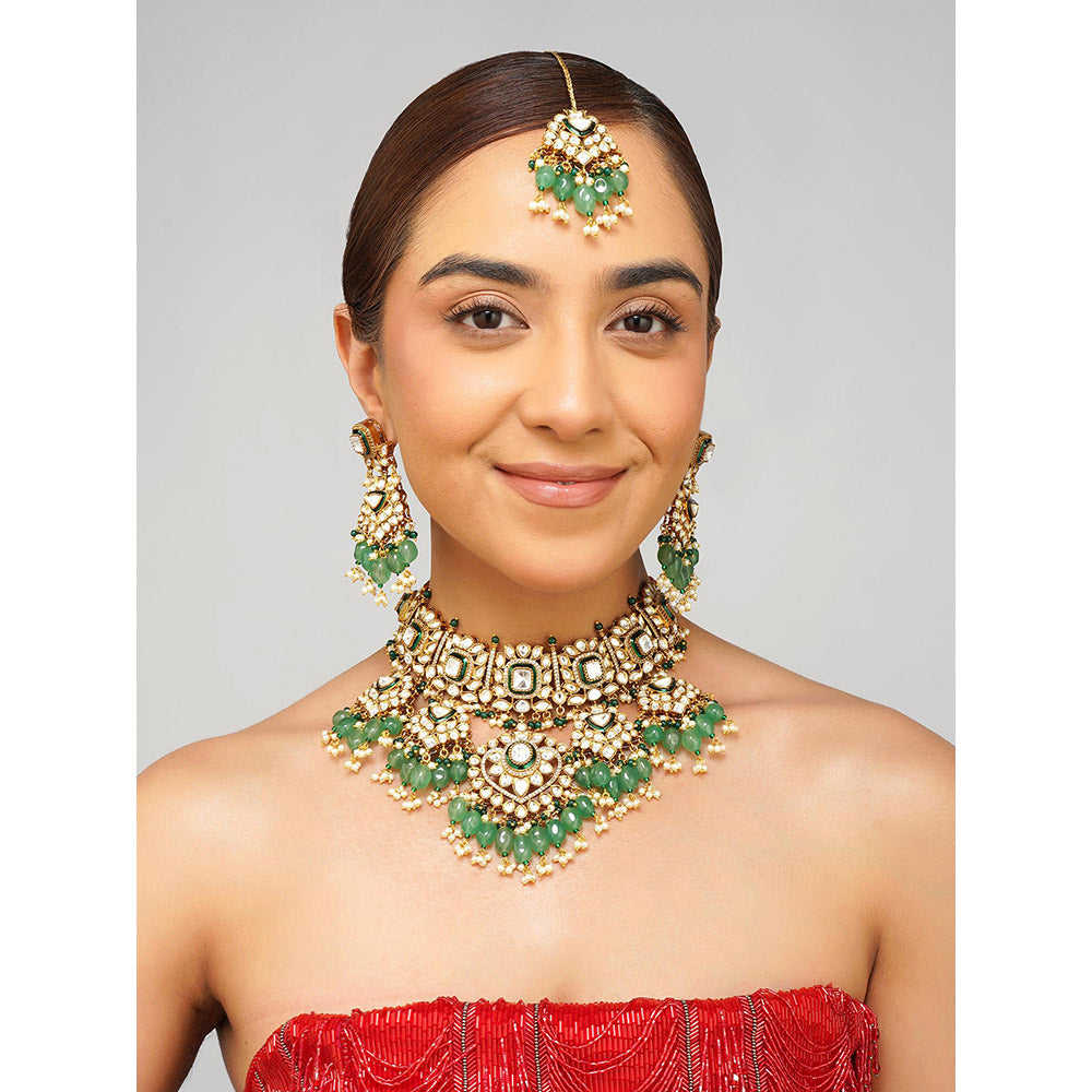 Beryachi Tara Kundan Polki Necklace with Earrings