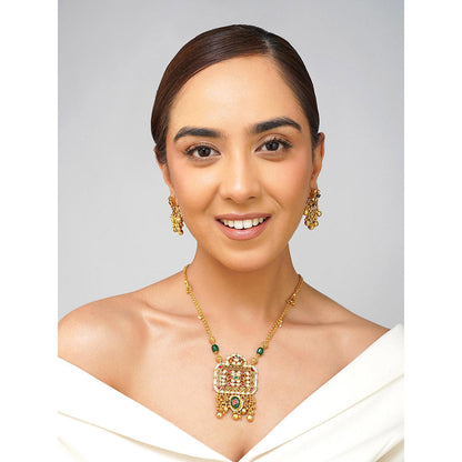 Beryachi Driti Gold Pendent Necklace with Earrings