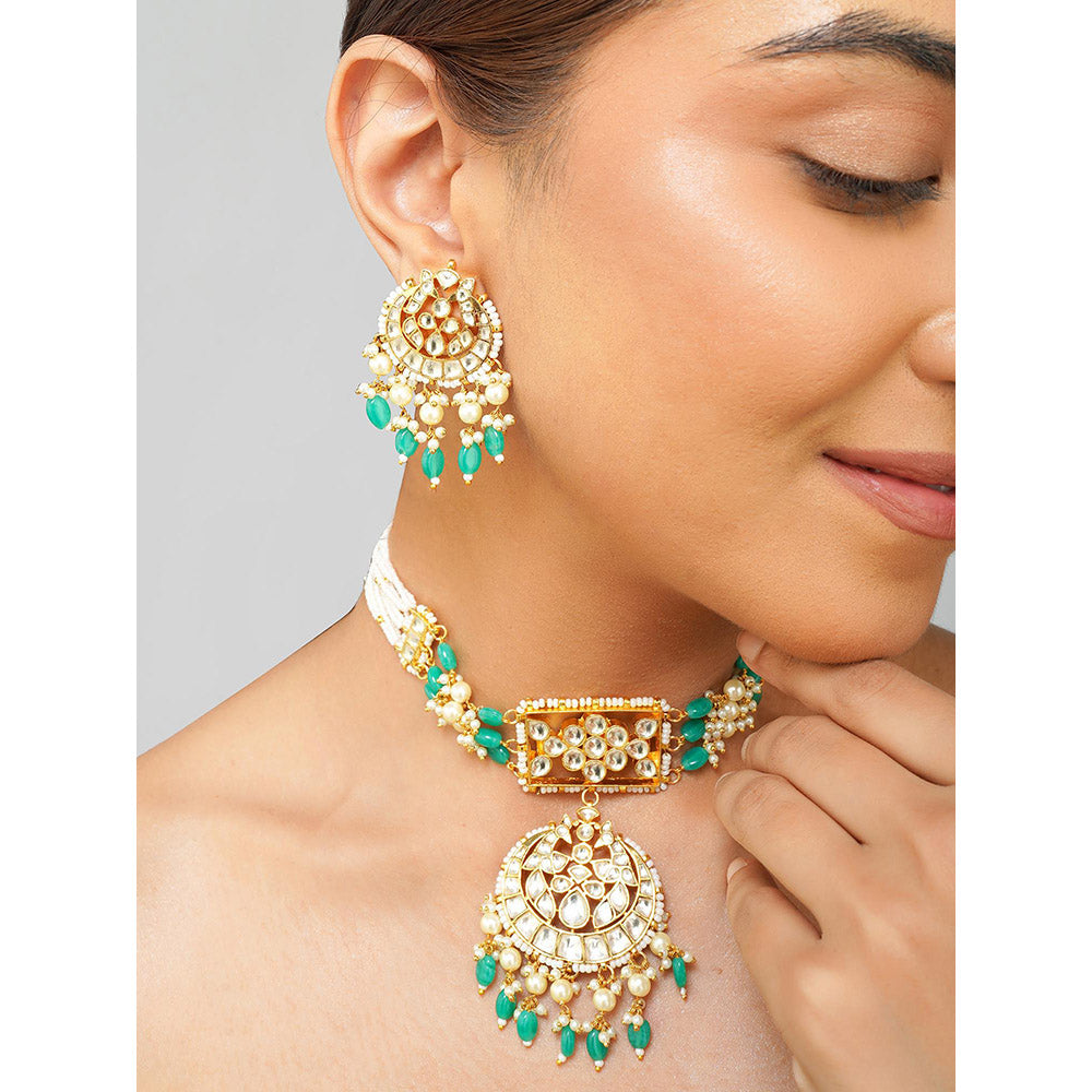 Beryachi Ira Panchi Kundan Choker Necklace with Earrings