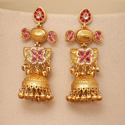 Beryachi Aaradhya Designer Kundan Jhumka - Pink