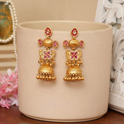 Beryachi Aaradhya Designer Kundan Jhumka - Pink