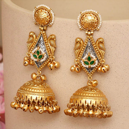 Beryachi Vaishnavi Kundan Jhumka Earrings - Green
