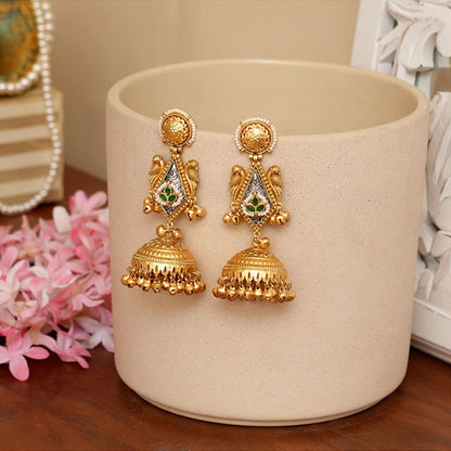 Beryachi Vaishnavi Kundan Jhumka Earrings - Green