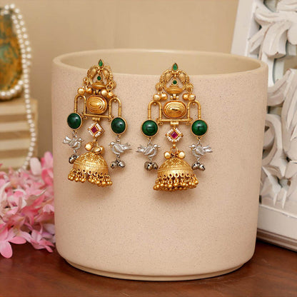 Beryachi Aaradhya Designer Kundan Jhumka - Green