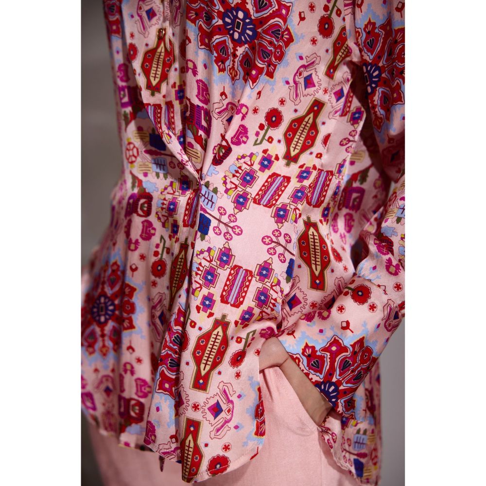 BETRUE Pink Kashan Printed Silk Shirt