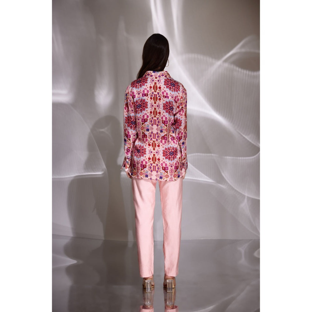BETRUE Pink Kashan Printed Silk Shirt