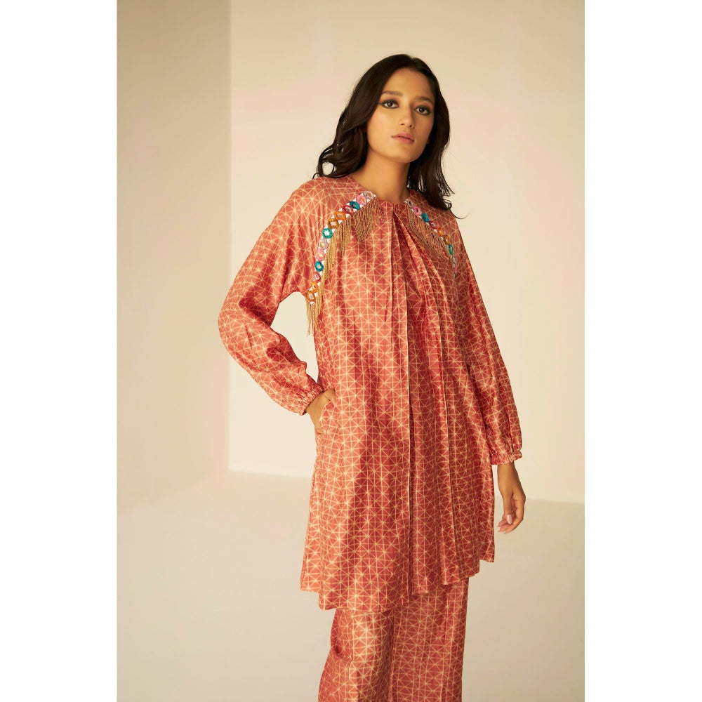 BETRUE Raglan Sleeve Embroidered Shibori Shirt and Pants Set (Set of 2)