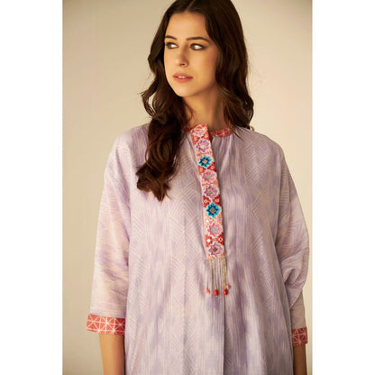 BETRUE Bat Sleeves Embroidered Shibori Shirt and Pant Set (Set of 2)