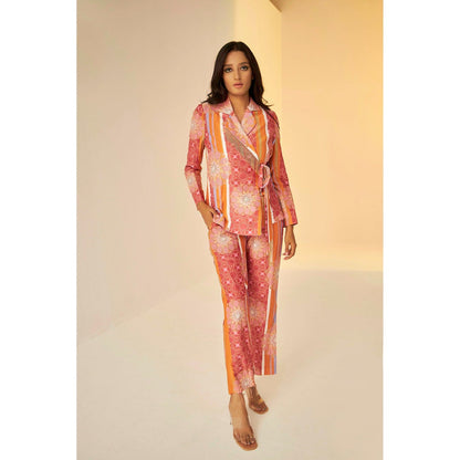 BETRUE Wrap Jacket and Pants Set In Bukhara Print (Set of 2)